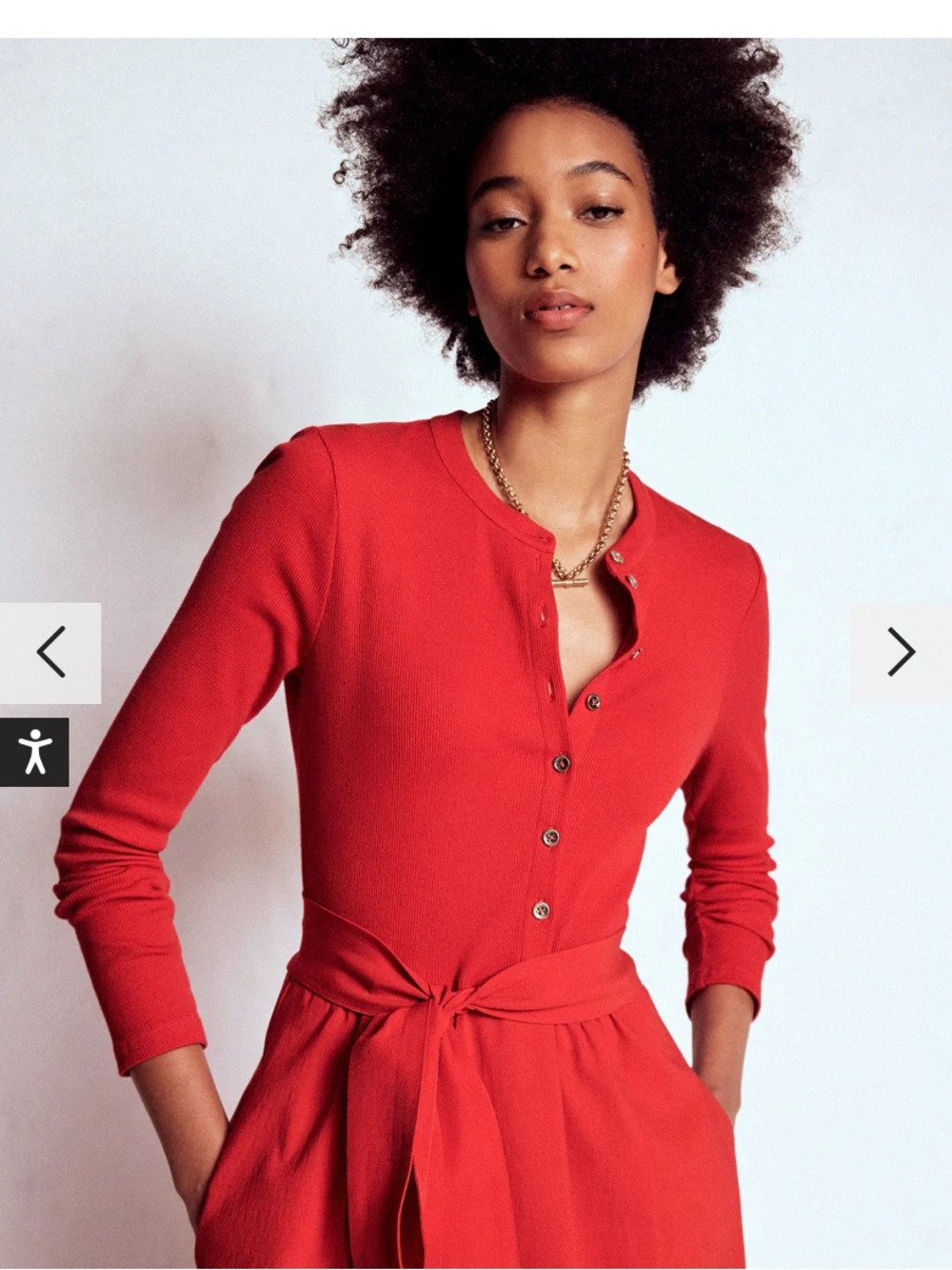 Boden Red Long-Sleeve Tie-Waist Maxi Dress - Picture 5 of 11